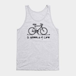 Bicycle line art 2 wheels 4 life - Black Tank Top